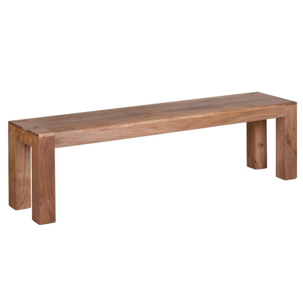 Banc de salle à manger Wohnling MUMBAI, en bois d'acacia massif, 160 x 45 x 35 cm, style champêtre, WL1.463