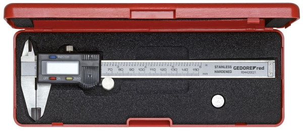 Pied à coulisse numérique rouge GEDORE 153 mm/pouce, 3301430