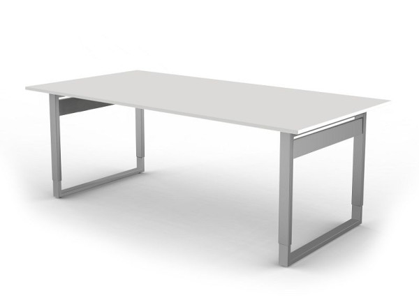 Kerkmann bureau extra large / table de réunion avec structure en fer, forme 5, L 2000 x P 1000 x H 680-820 mm, blanc, 11403710