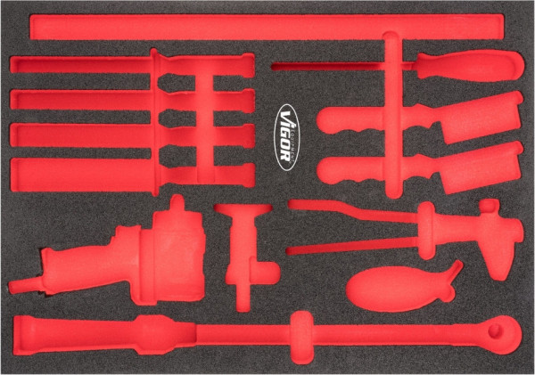 Inserts en mousse souple bi-composant VIGOR, dimensions insert / taille tiroir : L (563 x 393 x 35 mm), utilisation : V6812, V6812-L