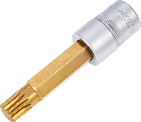 Douille tournevis Hazet, carré creux 12,5 mm, profil multident interne XZN, M14, version longue avec moletage, 990LG-14