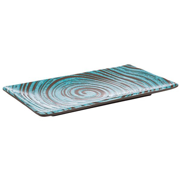 Plateau / planche à sushi APS -CANCUN-, 23,5 x 13,5 x 1,5 cm, mélamine, intérieur : décor, turquoise / marron, extérieur : marron, 85200