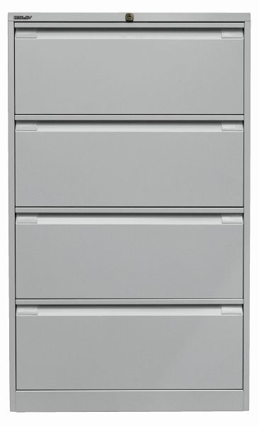 Classeur suspendu Bisley, double rail 4 tiroirs HR, gris clair, DF4645
