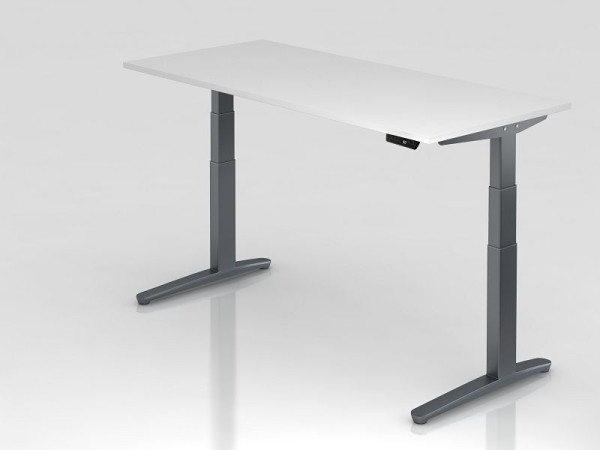 Bureau assis-debout électrique Hammerbacher 180x80cm blanc/graphite, forme rectangulaire, VXBHM19/W/GG
