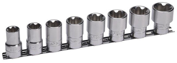 Inserts pour clés à douille en acier SW, 1/2", profil EP, EP18-EP32, 8 pièces, 04432L