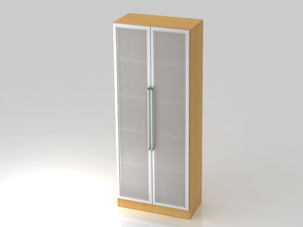 Vitrine Hammerbacher 5OH, panneau de base, poignée chromée hêtre/argent, 80x42x200,4 cm (LxPxH), V7100G/6/S/CE