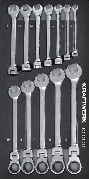 Kraftwerk BASIC LINE EVA clé mixte à cliquet, insert 20 x 40 cm, 12 pièces, 105.301.031