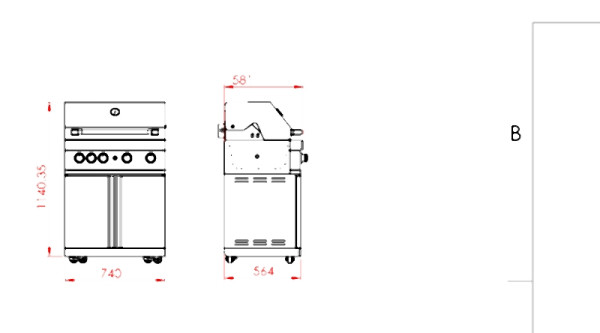 Myoutdoorkitchen Gril à gaz autoportant avec 4 brûleurs efficaces et brûleur infrarouge, Stainless Collection, 7894