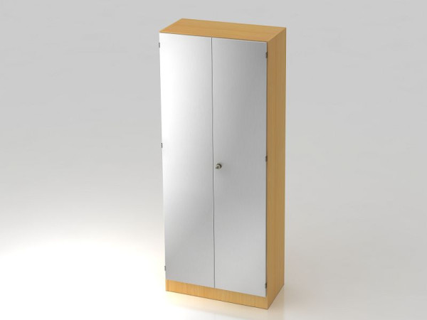 Armoire Hammerbacher 5OH avec panneau de base poignée rayée hêtre/argent, 80x42x200,4 cm (LxPxH), V6100/6/S/SG