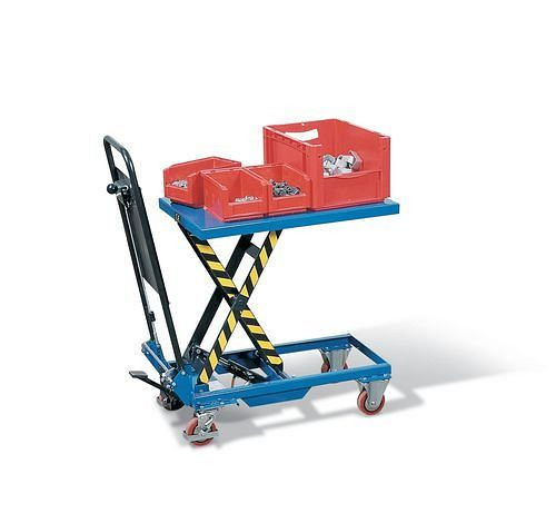 Chariot à table élévatrice DENIOS HTW 15 avec ciseaux simples, 70 x 45 cm, capacité de charge 150 kg, 157623