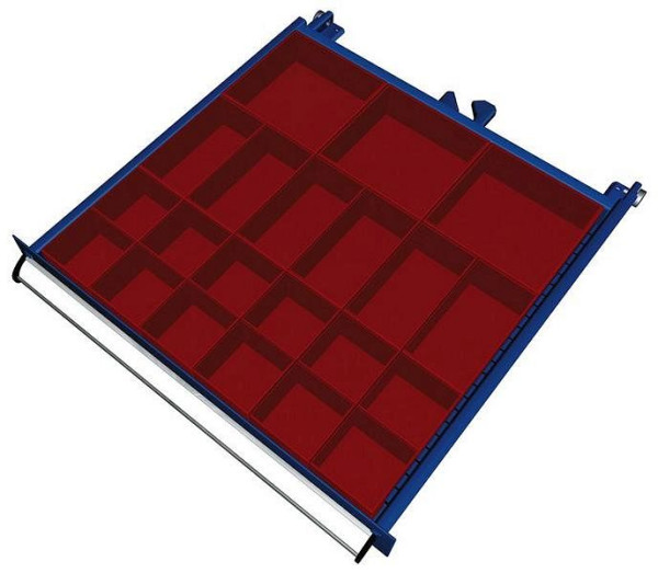 Kit de matériel de séparation KLW pour tiroirs à partir d'une hauteur de compartiment 75 mm (hauteur de caisse 52 mm) dans une armoire SEA, taille d'armoire 572 x 605 mm L x P, SEA-B11-052