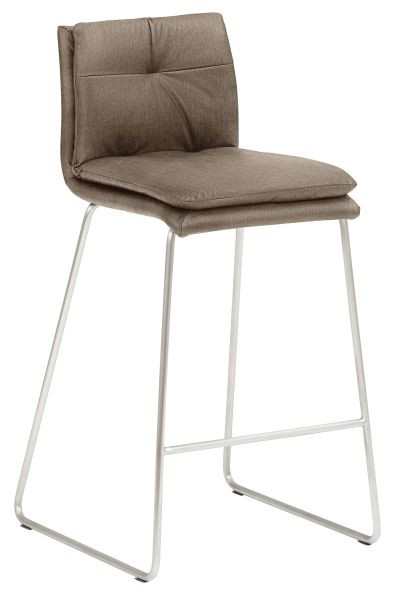 Tabouret Mayer Sitzmöbel 1231, piètement luge en acier inoxydable, marron clair, 1231_K4_30085
