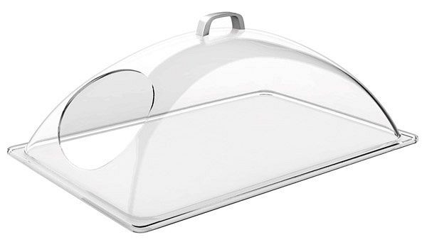 Hotte coupole APS GN avec trou, 54 x 33 cm, hauteur : 20 cm, hotte en SAN, poignée en zinc moulé sous pression, adaptée pour GN 1/1, 11028