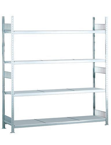 Rayonnage grande portée Schulte avec tablettes en acier, champ de base, 4 niveaux de rangement, largeur des compartiments 2500 mm, 2560 x 536 x 2500 mm, 278908