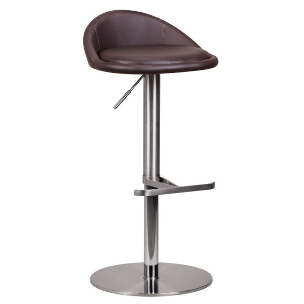 Tabouret de bar Wohnling marron en acier inoxydable réglable en hauteur hauteur d'assise 54 - 79 cm, WL1.602