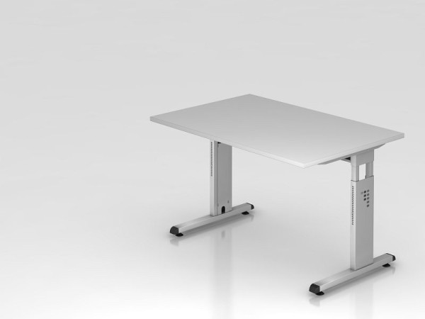 Bureau Hammerbacher pied C 120x80cm gris/argent, hauteur de travail 65-85 cm, VOS12/5/S