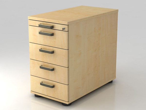 Conteneur sur pied Hammerbacher 80cm, 4 tiroirs, poignée barrette de verrouillage érable, 42,8x72-76x80 cm, 1/3/3/3/3 HE, VSC50/3/3/SG
