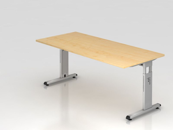 Bureau Hammerbacher pied C 180x80cm érable/argent, hauteur de travail 65-85 cm, VOS19/3/S
