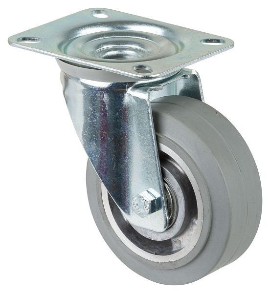 Rouleau de transport BS rollers, largeur de roue 40 mm, Ø roue 100 mm, capacité de charge 150 kg, pneus élastiques gris, corps de roue en aluminium, roulements à billes, L400.B83.100