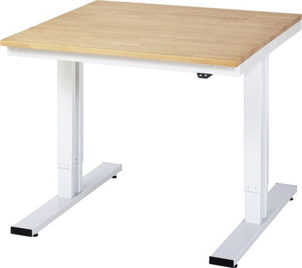 Table de travail RAU série adlatus 300 (réglable électriquement en hauteur), plateau en hêtre massif, 1000x720-1120x1000 mm, 08-WT-100-100-B