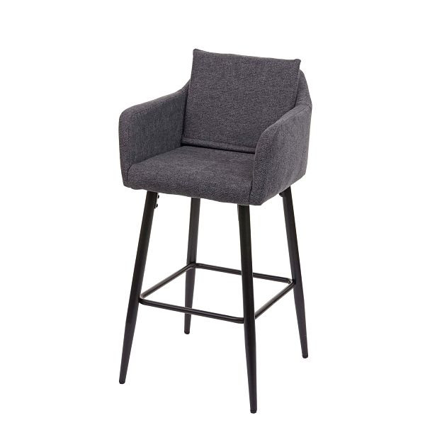 Mendler tabouret de bar HWC-H93, tabouret de bar, repose-pieds en métal, tissu/textile gris foncé, 74751
