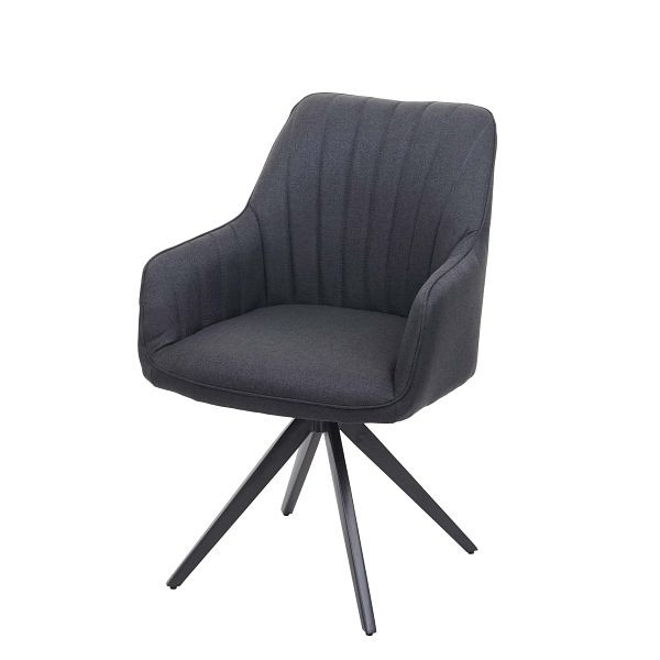 Chaise de salle à manger Mendler HWC-H73, chaise de cuisine, fauteuil, tissu/textile en acier rétro, gris foncé, 73955