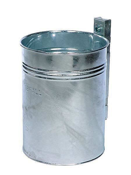 Conteneur à déchets Renner d'environ 35 L, avec estampage "ABFALL", pour fixation au mur et aux poteaux, galvanisé à chaud, 7000-10FV