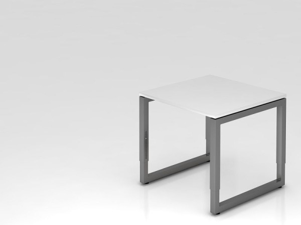 Bureau Hammerbacher O-foot carré 80x80cm blanc/graphite, forme rectangulaire avec plateau flottant, VRS08/W/G