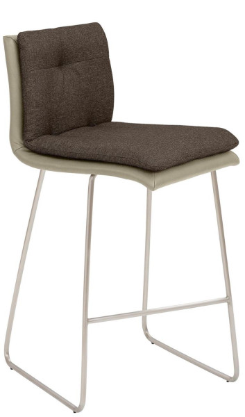 Tabouret de comptoir Mayer Sitzmöbel , piètement luge en acier inoxydable brossé, avec coussin intérieur supplémentaire, hauteur d'assise 67 cm, taupe/marron chocolat, 1231_K4_126