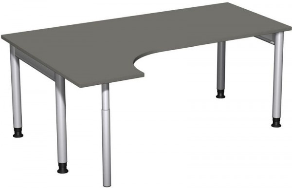 Bureau PC geramöbel gauche, réglable en hauteur, 1800x1200x680-820, graphite/argent, N-657324-GS