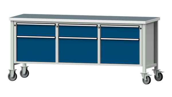 Établis ANKE Établi en caisson, modèle 223 V, 2000 x 700 x 890 mm, RAL 7035/5010, UBP 40 mm, 306.165