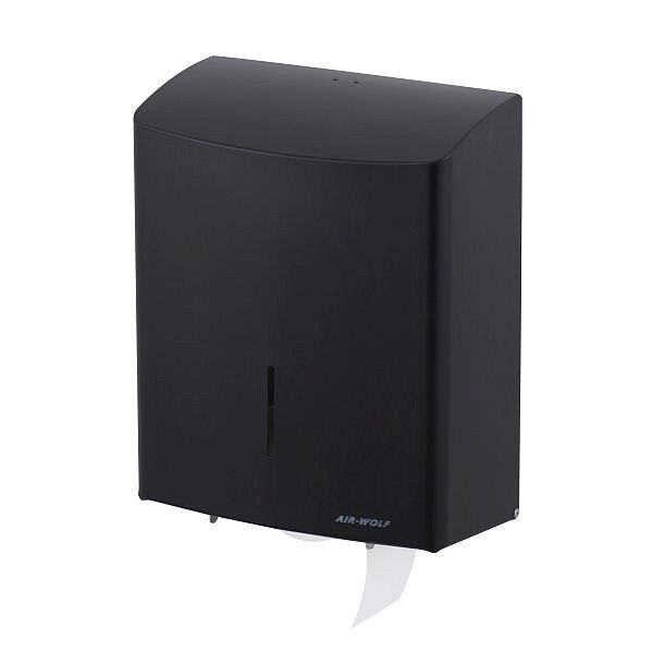 Distributeur de rouleaux duplex Air Wolf, série Alpha, H x L x P : 333 x 265 x 147 mm, acier inoxydable noir mat, 60-119