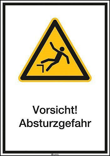 Panneau combiné DENIOS "Attention : risque de chute", ISO 7010, aluminium, 265 x 370 mm, lot de 5, 266744