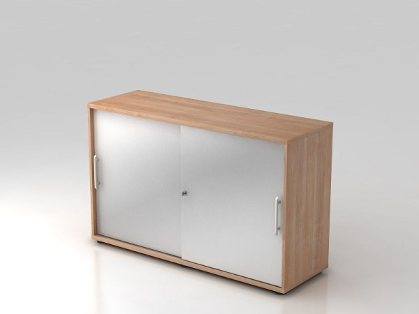 Armoire à portes coulissantes Hammerbacher 2OH 120cm poignée de garde-corps noyer/argent, 120x40x74,8 cm (LxPxH), V1752S/N/S/RE