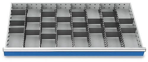 Bedrunka+Hirth kit de séparation en métal 27 pièces, R 48-24, dimensions utiles des tiroirs 1200 x 600 mm, hauteurs de panneaux 150 / 175 mm, 1200 x 600 x 125 mm, 184BLH150