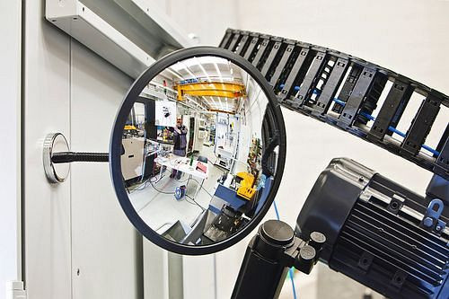 Miroir rond DENIOS avec support magnétique, diamètre 450 mm, miroir en verre acrylique, 207-517