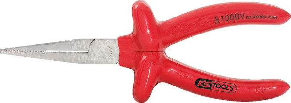 KS Tools 1000V Pince à bec plat Langbeck, 160 mm, 117.1299