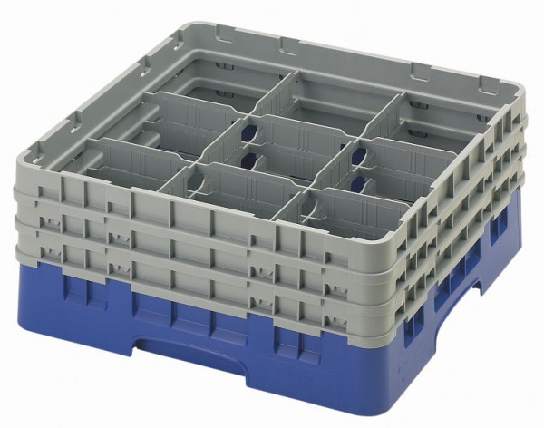 Panier de lavage Cambro 9 compartiments Camrack® 17,4 cm bleu marine, 3 pièces, 9S638186