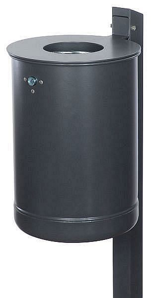Conteneur à déchets Renner avec poteau environ 50 L, non perforé, avec disque de recouvrement, galvanisé à chaud, 7039-15FV