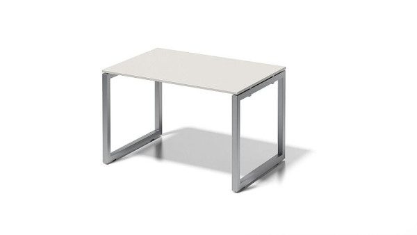 Bureau Bisley Cito, structure en O hauteur fixe 730 mm, H 19 x L 1200 x P 800 mm, gris blanc/argent, DOF1208GW355