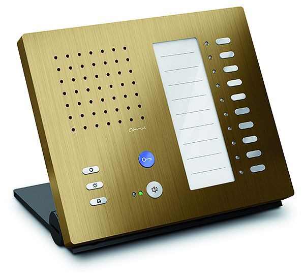 Poste intérieur audio TCS pour série mains libres Carus ADAPTO +10 boutons, appareil de table bronze, CAI1110-0151
