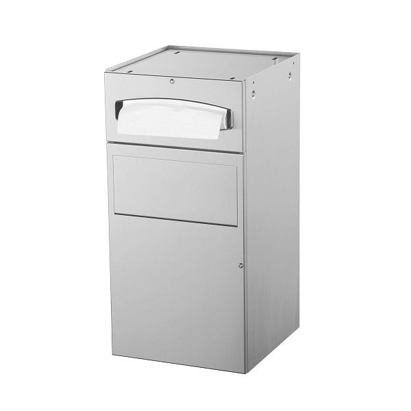 Distributeur d'essuie-tout et poubelle Air Wolf, installation intégrée, acier inoxydable brossé, 300 essuie-tout pliés, série Sigma, 20-142