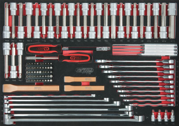 KS Tools burin, clé, jeu de douilles à embouts, 106 pièces, insert système 1/1, 711.0106