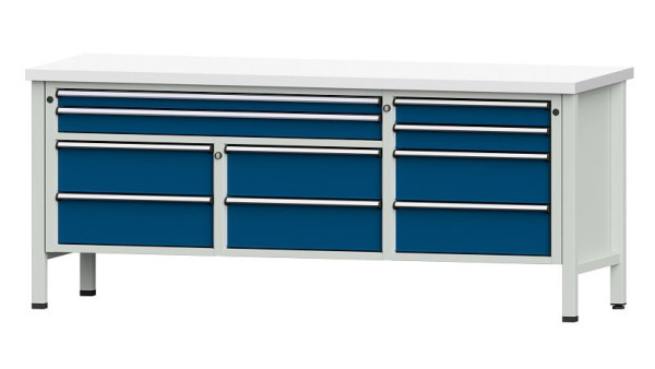 Établis ANKE Établi en caisson, modèle 285 V, 2000 x 700 x 840 mm, RAL 7035/5010, KSP 40 mm, 304.584
