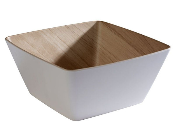 Bol APS -FRIDA-, 25 x 25 cm, hauteur : 12 cm, mélamine, intérieur : aspect bois, extérieur : blanc, 84592