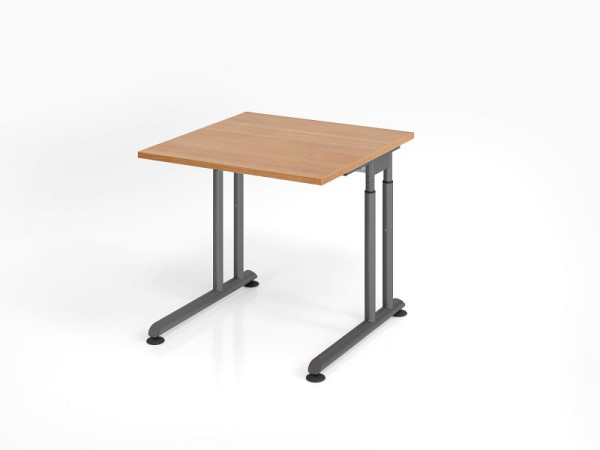 Bureau Hammerbacher ZS08, 80 x 80 cm, plateau : noyer, épaisseur 25 mm, chant épais en ABS, forme rectangulaire, graphite, VZS08/N/G
