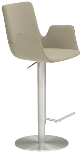 Tabouret de bar et de comptoir Mayer Sitzmöbel , structure en chrome brossé, aspect acier inoxydable, assise avec accoudoirs intégrés, taupe, 1220_04_30484