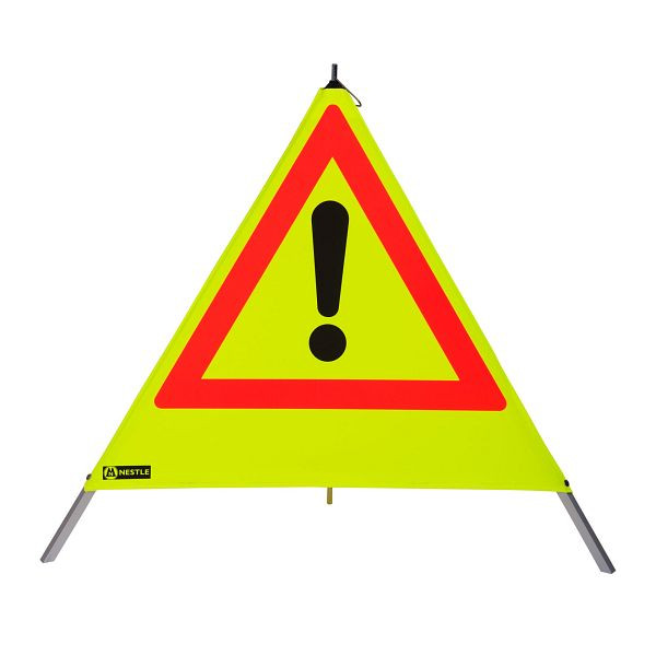 Pyramide d'avertissement NESTLE 90cm WAPY 90RG, cadre lumineux avec pied central, feuille rétro jaune, point d'exclamation VZ101, 19407001