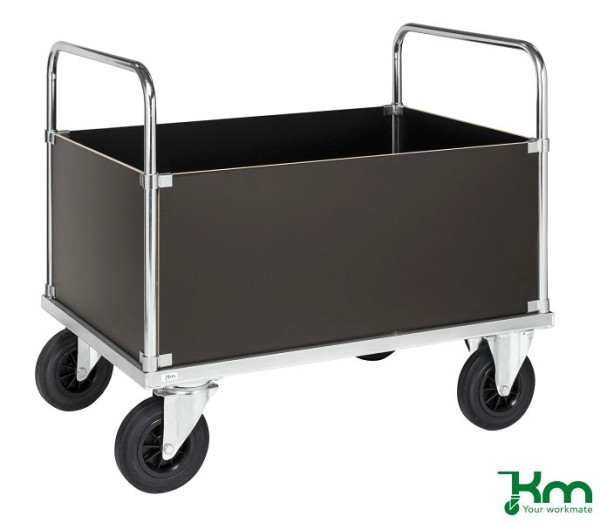 Chariot à caisses Kongamek, sans freins, 1000 x 700 x 900 mm, bords hauts, galvanisé électrolytiquement, KM635-2H