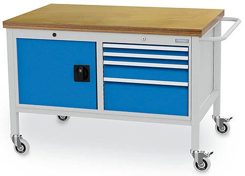 Chariot d'atelier Bedrunka+Hirth T736 R 18-24, 3x100, 1x200 mm, tiroir à extension totale 100%, 1200 x 750 x 859 mm, 04.12.05V